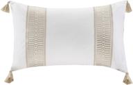 🛋️ harbor house modern design decorative pillow: hypoallergenic sofa cushion lumbar support, tassel taupe (12x20 oblong, hh30-1694) logo