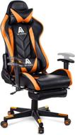 🪑 aa products racing chair with footrest, lumbar support & swivel - high back ergonomic computer gaming chair, adjustable office chair - orange logo