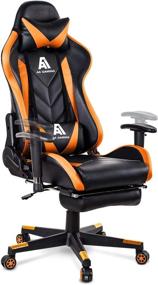 img 4 attached to 🪑 AA Products Racing Chair with Footrest, Lumbar Support & Swivel - High Back Ergonomic Computer Gaming Chair, Adjustable Office Chair - Orange