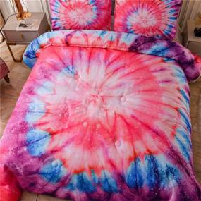 img 3 attached to 🌈 Boho Tie Dye Printed Twin Comforter Set for Kids Girls – Psychedelic Trippy Rainbow Bedding Hippie Quilt Bed Sets (Pink, Twin)