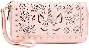 img 1 attached to 🦄 Unicorn Wristlet with Perforated Design - Ideal Handbag and Wallet Combo for Women in Wristlets, Featuring Blocking Technology