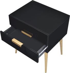 img 2 attached to 🌃 ACME Furniture 84495 Denvor End Table in Black/Gold Finish