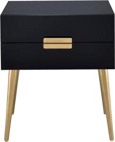 img 3 attached to 🌃 ACME Furniture 84495 Denvor End Table in Black/Gold Finish