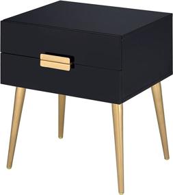 img 4 attached to 🌃 ACME Furniture 84495 Denvor End Table in Black/Gold Finish