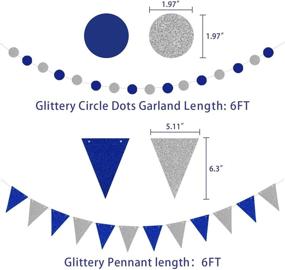 img 2 attached to Синие серебряные декорации к дню рождения: все в одном наборе праздничных принадлежностей для мужчин, женщин и мальчиков, включая баннер "С Днем Рождения", цветочные гирлянды из бумажной ткани, знамени и многое другое.