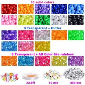 img 2 attached to VICOVI 1000+pcs Pony Beads Kit: Bracelet Jewelry Making, Hair Beads, Multiple Colors + Letters & Heart/Star Beads, Elastic String