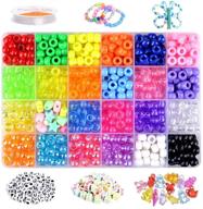 vicovi 1000+pcs pony beads kit: bracelet jewelry making, hair beads, multiple colors + letters & heart/star beads, elastic string logo