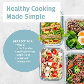 img 2 attached to 🍱 Set of 4 Glass Food Storage Containers with Locking Lids - 28oz Capacity - Meal Prep Containers with Transparent Lids - BPA Free, Dishwasher Safe - Ideal for Lunch, Bento Boxes, and Meal Planning