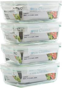 img 4 attached to 🍱 Set of 4 Glass Food Storage Containers with Locking Lids - 28oz Capacity - Meal Prep Containers with Transparent Lids - BPA Free, Dishwasher Safe - Ideal for Lunch, Bento Boxes, and Meal Planning