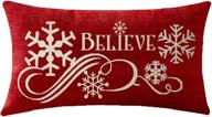 🎄 add festive charm to your home with niditw nice christmas birthday gift christmas tree beautiful snowflakes believe letters lumbar waist red cotton linen throw pillow case cushion cover sofa decorative long oblong 12x20 inches logo