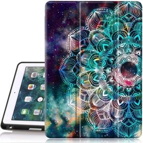 img 4 attached to 📱 Hocase iPad 6th/5th Generation Mandala in Galaxy Case - Smart PU Leather Cover with Apple Pencil Holder, Auto Sleep/Wake, TPU Back for Model A1893/A1954/A1822/A1823