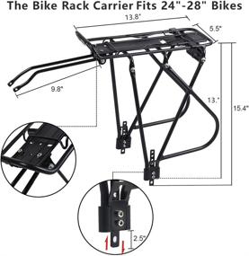 img 3 attached to 🚲 Adjustable Height Bike Cargo Rack for 24"-27" Frames - Rear Bike Rack for Non-Disc Brake Bicycles - 55 lbs Load Capacity