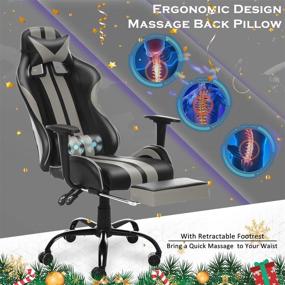 img 1 attached to Gaming Chair Massage Adjustment Retractable Sports & Fitness and Leisure Sports & Game Room