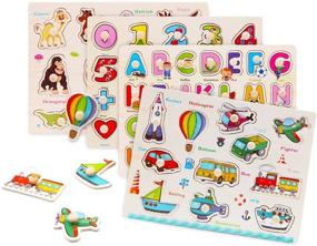 img 1 attached to 🔡 Wood City Alphabet Puzzles: Engaging and Educational Toys for Toddlers