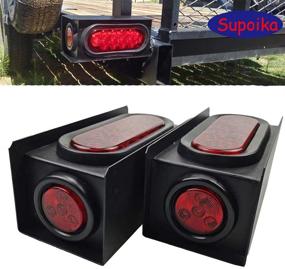 img 4 attached to 🚚 Supoika 2 Steel Trailer Light Box: 6" Red LED Oval Tail Lights & 2" Round Side Marker Lights for Trailer Truck