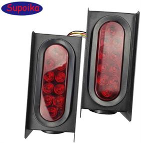 img 2 attached to 🚚 Supoika 2 Steel Trailer Light Box: 6" Red LED Oval Tail Lights & 2" Round Side Marker Lights for Trailer Truck