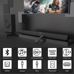 img 3 attached to Enhance Your Home Entertainment: 32 inch 120W Sound Bars with Subwoofer, Bluetooth, HDMI-ARC Connectivity - Perfect for 4K/HD/Smart TV/PC/Xbox/Projector
