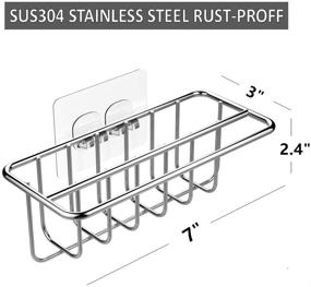 img 1 attached to 🧽 2-in-1 Adhesive Sponge Holder + Dish Cloth Hanger: Rust-proof Stainless Steel Sink Caddy for No-Drill Convenience