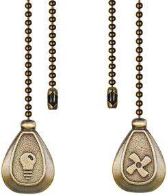 img 4 attached to 🏮 Antique Ceiling Fan Chain Pulls - 2 Pieces Light Bulb & Fan Pattern Pull Chains, 13.6 Inches with 3mm Diameter Copper Beaded Ball and Connector