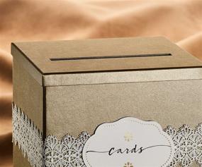 img 1 attached to 🎁 Hayley Cherie® - Золотая коробка для подарочных карт с этикетками - роскошная текстурированная отделка - крупный размер 10" x 10" - Идеально подходит для свадьбы, вечеринки в честь рождения, душа в честь рождения ребенка, выпускного вечера