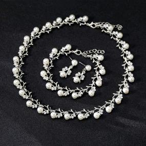 img 2 attached to 💍 Breathtaking BERYUAN Silver Crystal Pearl Wedding Jewelry Set: Necklace, Earrings, Bracelet, Headband