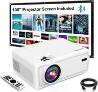 portable mini projector with 100” projector screen, hd 1080p supported, ideal for outdoor movies, compatible with fire stick, hdmi, vga, usb, tv box, laptop, dvd logo