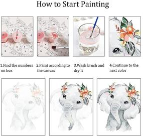 img 2 attached to 🎨 Creative Paint by Numbers Kit - DIY Acrylic Elephant Baby Oil Painting for Home Decor, Ideal for Beginners, Kids, and Adults - 12x16inch