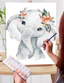 img 3 attached to 🎨 Creative Paint by Numbers Kit - DIY Acrylic Elephant Baby Oil Painting for Home Decor, Ideal for Beginners, Kids, and Adults - 12x16inch