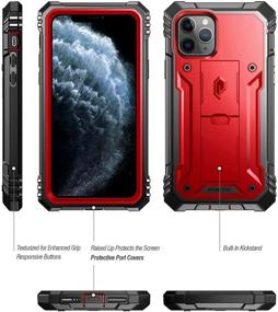 img 3 attached to 📱 Poetic Revolution Series iPhone 11 Pro Rugged Case - Metallic Red, Full-Body Dual-Layer Shockproof Protective Cover with Kickstand and Built-in-Screen Protector for Apple iPhone 11 Pro (2019) 5.8 Inch