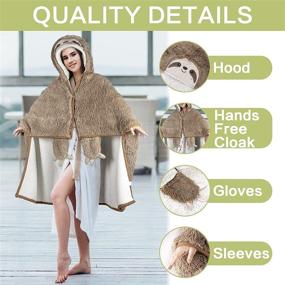 img 3 attached to 🦥 Warmth and Style Combined: Sloth Wearable Hooded Blanket for Adults, a Perfect Gift for Women, Adults, and Kids