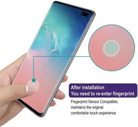 img 1 attached to 📱 Защитное стекло для экрана Samsung Galaxy S10 Plus - 2 штуки, изогнутое закаленное стекло, совместимо с ультразвуковым сканером отпечатков пальцев, черное