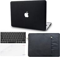 👜 kecc italian leather macbook pro 13" case (2020/2019/2018/2017/2016, touch bar) with keyboard cover, sleeve, and screen protector - a2159/a1989/a1706/a1708 - black leather logo