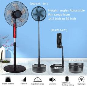 img 3 attached to ✨ Portable Desk and Table Fan, Battery Powered Fan with Adjustable Height and Foldable Design - Ideal Air Circulator Floor Fan for Outdoor Activities, Courtyard, Beach, Travel, Room - 4 Speeds, Timer, Night Light, Remote Control - Built-in 10800mAh Battery (Black)