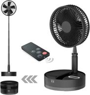 ✨ portable desk and table fan, battery powered fan with adjustable height and foldable design - ideal air circulator floor fan for outdoor activities, courtyard, beach, travel, room - 4 speeds, timer, night light, remote control - built-in 10800mah battery (black) logo