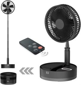 img 4 attached to ✨ Portable Desk and Table Fan, Battery Powered Fan with Adjustable Height and Foldable Design - Ideal Air Circulator Floor Fan for Outdoor Activities, Courtyard, Beach, Travel, Room - 4 Speeds, Timer, Night Light, Remote Control - Built-in 10800mAh Battery (Black)