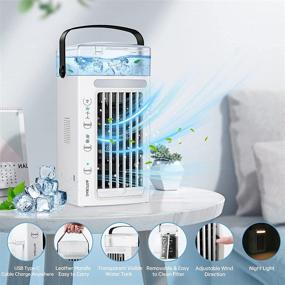 img 2 attached to 🌬️ Stay Cool Anywhere: Portable Air Conditioner Fan with 3 Speeds, Mini Evaporative Desktop Humidifier - Ideal for Home, Office, and Room Cooling