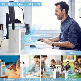 img 1 attached to 🌬️ Stay Cool Anywhere: Portable Air Conditioner Fan with 3 Speeds, Mini Evaporative Desktop Humidifier - Ideal for Home, Office, and Room Cooling