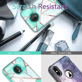 img 1 attached to 📱 Hekodonk Moto Z4 Case with Built-in Screen Protector - Heavy Duty PC TPU Bumper Full Body Protective Shockproof Cover for Moto Z4/Z4 Play, Marble Mint - High Impact, Anti-Scratch