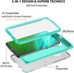 img 3 attached to 📱 Hekodonk Moto Z4 Case with Built-in Screen Protector - Heavy Duty PC TPU Bumper Full Body Protective Shockproof Cover for Moto Z4/Z4 Play, Marble Mint - High Impact, Anti-Scratch