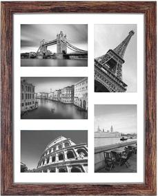 img 4 attached to Q.Hou 11x14 Wood Picture Frame - Rustic Brown Wall Mount Frame with 2 Mats for 8x10 Photos or Five 4x6 Photos + Mat - Display 11x14 Picture Without Mat - One Pack (QH-PF11X14-BR-1)