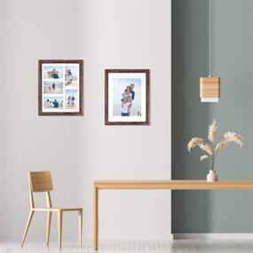 img 2 attached to Q.Hou 11x14 Wood Picture Frame - Rustic Brown Wall Mount Frame with 2 Mats for 8x10 Photos or Five 4x6 Photos + Mat - Display 11x14 Picture Without Mat - One Pack (QH-PF11X14-BR-1)