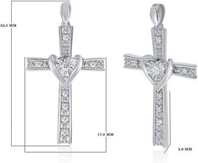 img 2 attached to 💎 Lab Grown Diamond Cross Necklace for Women - Dainty 1/20-1/8 CT TW - Sparkling GH Color SI Clarity Diamonds - Adjustable Chain - White Rhodium Plated .925 Sterling Silver