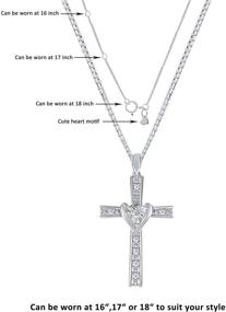 img 1 attached to 💎 Lab Grown Diamond Cross Necklace for Women - Dainty 1/20-1/8 CT TW - Sparkling GH Color SI Clarity Diamonds - Adjustable Chain - White Rhodium Plated .925 Sterling Silver