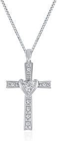 img 4 attached to 💎 Lab Grown Diamond Cross Necklace for Women - Dainty 1/20-1/8 CT TW - Sparkling GH Color SI Clarity Diamonds - Adjustable Chain - White Rhodium Plated .925 Sterling Silver