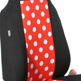 img 1 attached to FH GROUP Polka Dot Flat Cloth Front Set Seat Covers With Gift - Universal Fit For Cars Trucks And SUVs (REDBLACK)