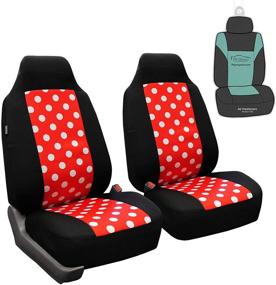 img 4 attached to FH GROUP Polka Dot Flat Cloth Front Set Seat Covers With Gift - Universal Fit For Cars Trucks And SUVs (REDBLACK)