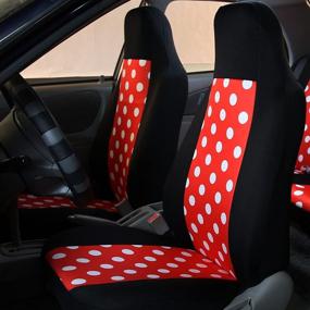 img 3 attached to FH GROUP Polka Dot Flat Cloth Front Set Seat Covers With Gift - Universal Fit For Cars Trucks And SUVs (REDBLACK)