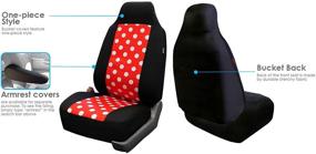 img 2 attached to FH GROUP Polka Dot Flat Cloth Front Set Seat Covers With Gift - Universal Fit For Cars Trucks And SUVs (REDBLACK)