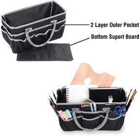 img 2 attached to 🎨 Jjring Craft and Art Organizer Tote Bag - Storage Solution for Art, Craft, Sewing, and Office Supplies - Durable 600D Silver Nylon Fabric Art Caddy with Pockets