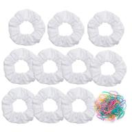 🎀 pack of 10 white scrunchies for tie dye - elastic hair ties & ponytail holders for parties logo